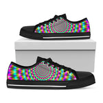 Psychedelic Rave Optical Illusion Black Low Top Sneakers
