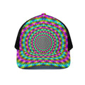 Psychedelic Rave Optical Illusion Black Mesh Trucker Hat