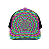 Psychedelic Rave Optical Illusion Black Mesh Trucker Cap