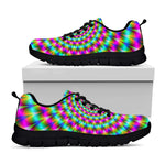 Psychedelic Rave Optical Illusion Black Running Shoes