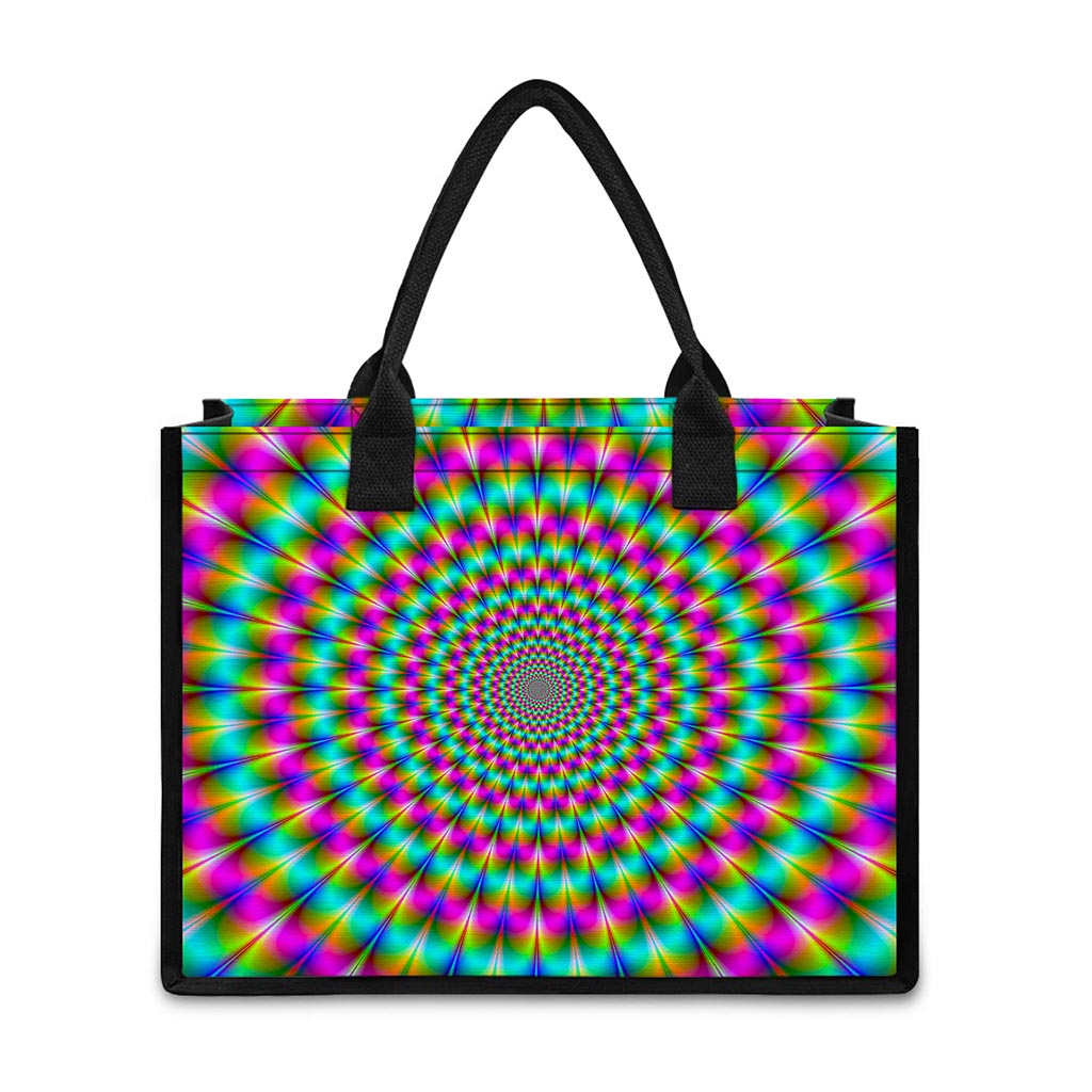 Psychedelic Rave Optical Illusion Canvas Tote Bag