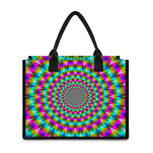 Psychedelic Rave Optical Illusion Canvas Tote Bag