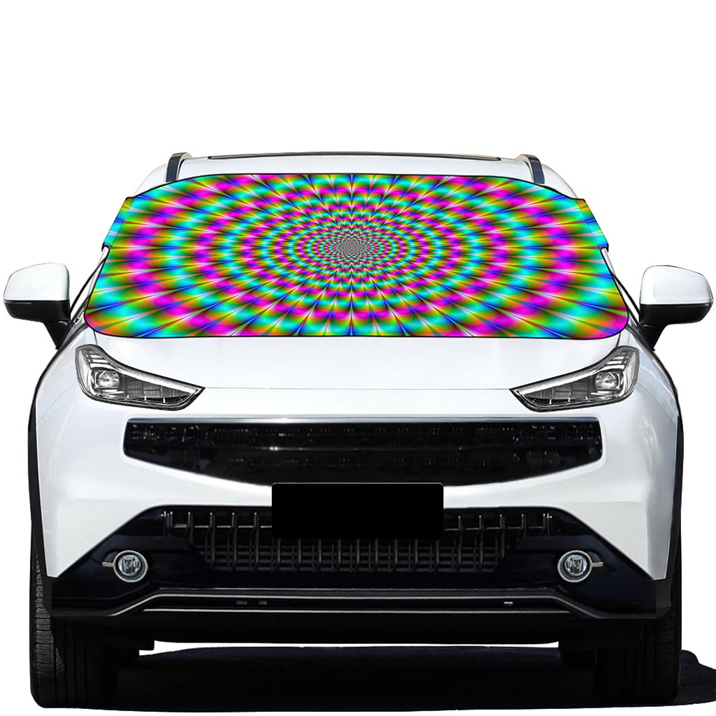 Psychedelic Rave Optical Illusion Car Windshield Snow Cover