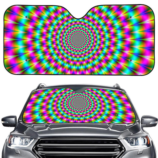Psychedelic Rave Optical Illusion Car Windshield Sun Shade