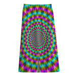 Psychedelic Rave Optical Illusion Cotton Front Slit Maxi Skirt