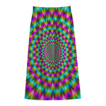 Psychedelic Rave Optical Illusion Cotton Front Slit Maxi Skirt