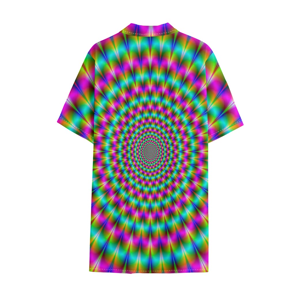Psychedelic Rave Optical Illusion Cotton Hawaiian Shirt