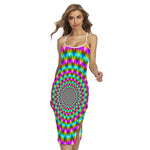 Psychedelic Rave Optical Illusion Cross Back Cami Dress