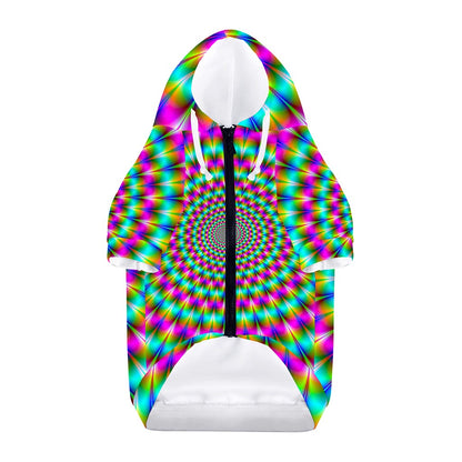 Psychedelic Rave Optical Illusion Dog Zip Up Hoodie