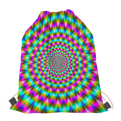 Psychedelic Rave Optical Illusion Drawstring Bag