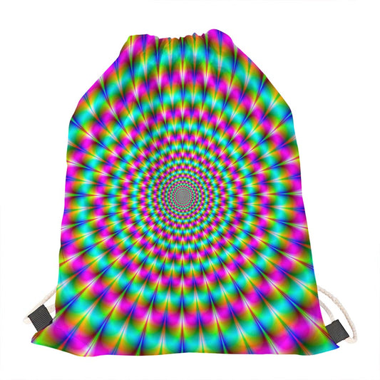 Psychedelic Rave Optical Illusion Drawstring Bag
