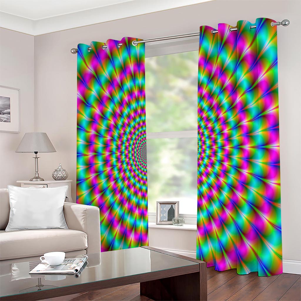 Psychedelic Rave Optical Illusion Extra Wide Grommet Curtains