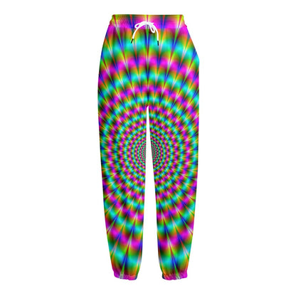 Psychedelic Rave Optical Illusion Fleece Lined Knit Pants