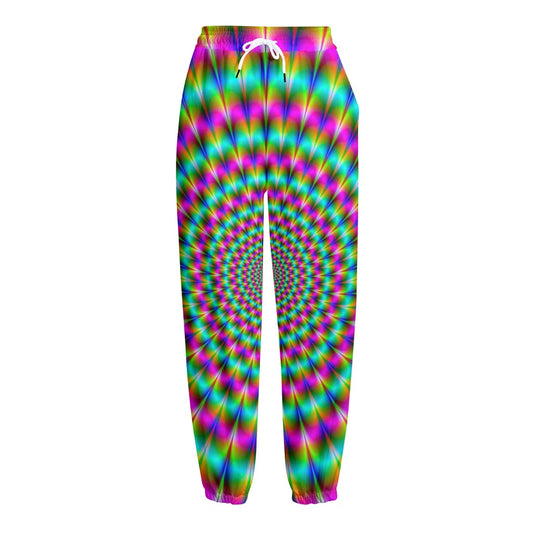 Psychedelic Rave Optical Illusion Fleece Lined Knit Pants