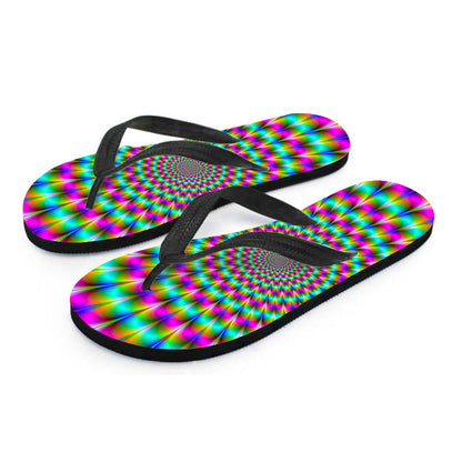 Psychedelic Rave Optical Illusion Flip Flops