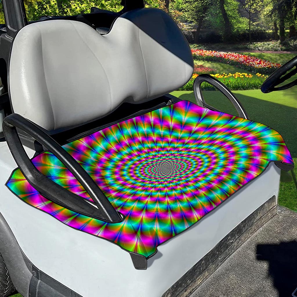 Psychedelic Rave Optical Illusion Golf Cart Seat Cover
