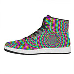 Psychedelic Rave Optical Illusion High Top Leather Sneakers