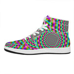 Psychedelic Rave Optical Illusion High Top Leather Sneakers