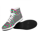 Psychedelic Rave Optical Illusion High Top Leather Sneakers