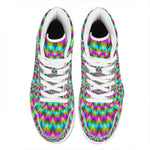 Psychedelic Rave Optical Illusion High Top Leather Sneakers
