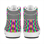 Psychedelic Rave Optical Illusion High Top Leather Sneakers