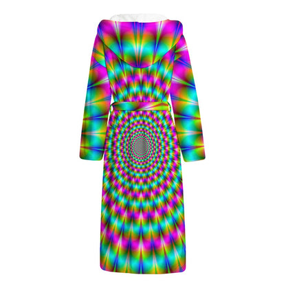 Psychedelic Rave Optical Illusion Hooded Bathrobe