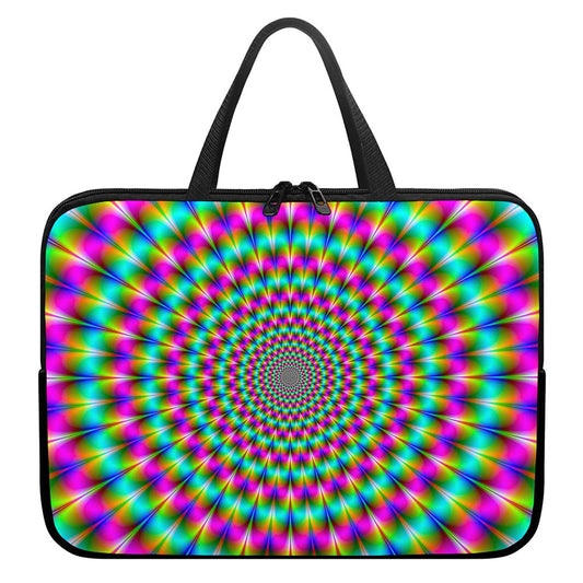 Psychedelic Rave Optical Illusion Laptop Sleeve With Handle
