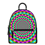 Psychedelic Rave Optical Illusion Leather Backpack