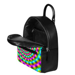 Psychedelic Rave Optical Illusion Leather Backpack