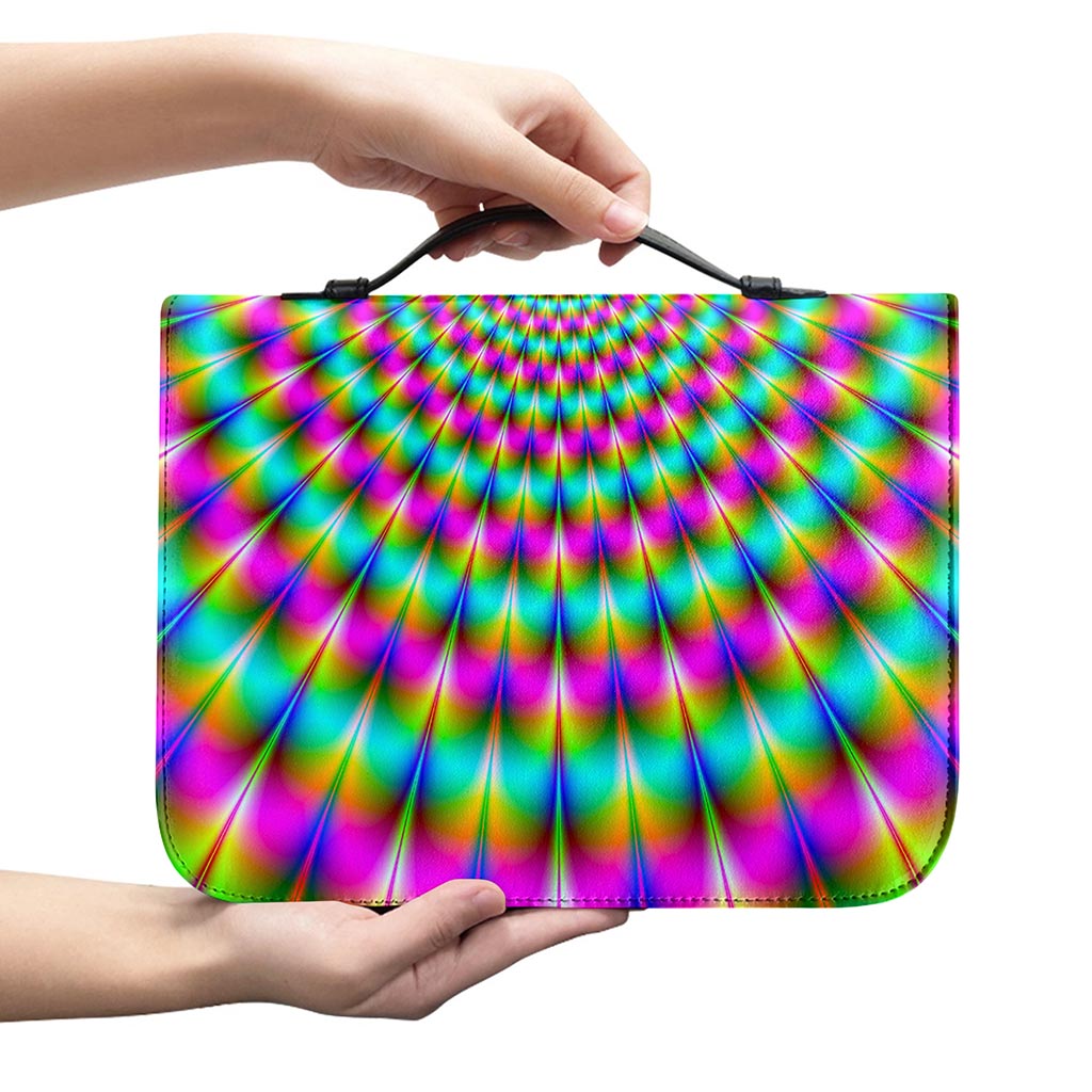 Psychedelic Rave Optical Illusion Leather Bible Cover