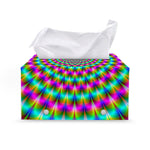 Psychedelic Rave Optical Illusion Leather Tissue Box Cover