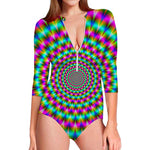 Psychedelic Rave Optical Illusion Long Sleeve Swimsuit