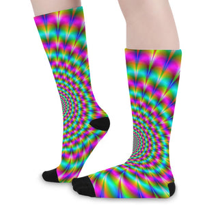 Psychedelic Rave Optical Illusion Long Socks