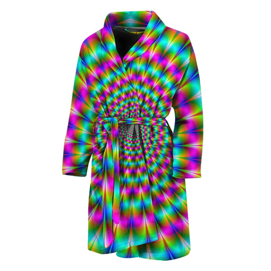 Psychedelic Rave Optical Illusion Men's Bathrobe