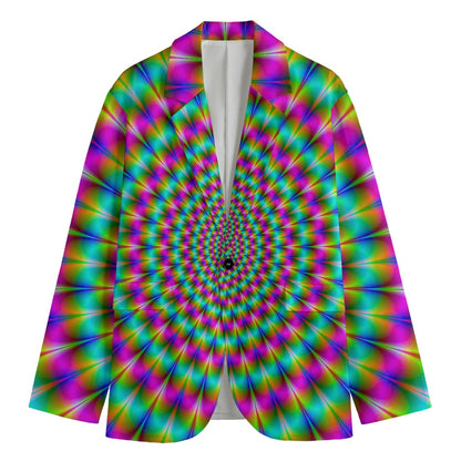 Psychedelic Rave Optical Illusion Men's Cotton Blazer