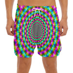 Psychedelic Rave Optical Illusion Men's Split Running Shorts