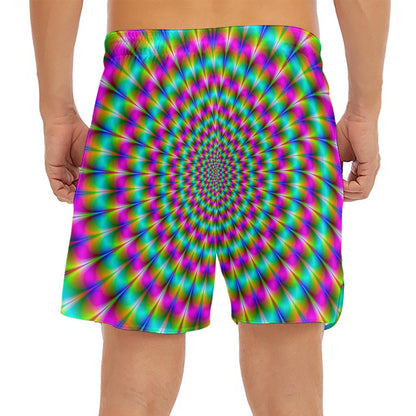 Psychedelic Rave Optical Illusion Men's Split Running Shorts
