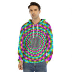 Psychedelic Rave Optical Illusion Men's Velvet Pullover Hoodie