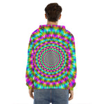 Psychedelic Rave Optical Illusion Men's Velvet Pullover Hoodie