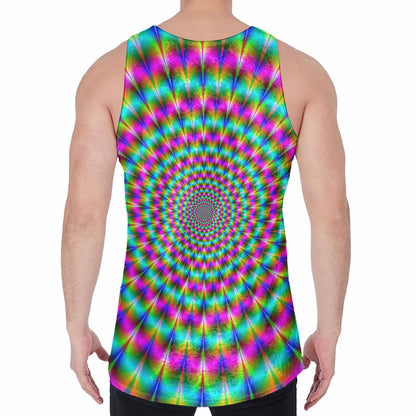 Psychedelic Rave Optical Illusion Men's Velvet Tank Top