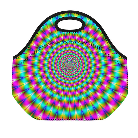 Psychedelic Rave Optical Illusion Neoprene Lunch Bag