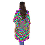 Psychedelic Rave Optical Illusion Open Front Beach Cover Up
