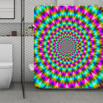 Psychedelic Rave Optical Illusion Polyester Shower Curtain