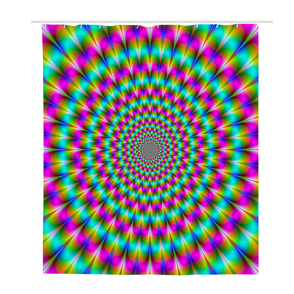Psychedelic Rave Optical Illusion Polyester Shower Curtain