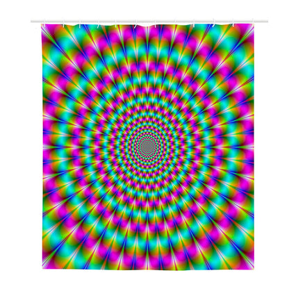 Psychedelic Rave Optical Illusion Polyester Shower Curtain