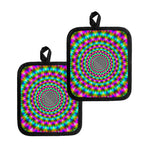 Psychedelic Rave Optical Illusion Pot Holders