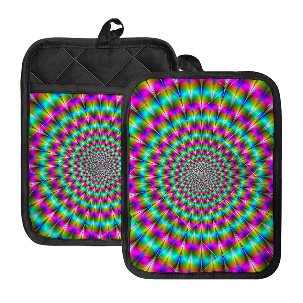 Psychedelic Rave Optical Illusion Pot Holders With Pocket
