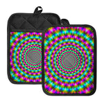 Psychedelic Rave Optical Illusion Pot Holders With Pocket