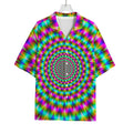 Psychedelic Rave Optical Illusion Rayon Hawaiian Shirt