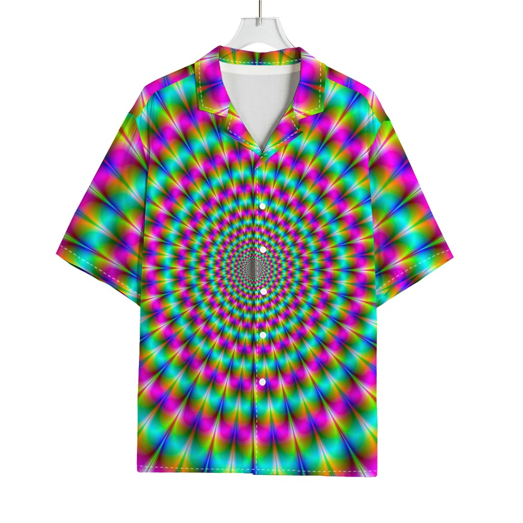 Psychedelic Rave Optical Illusion Rayon Hawaiian Shirt